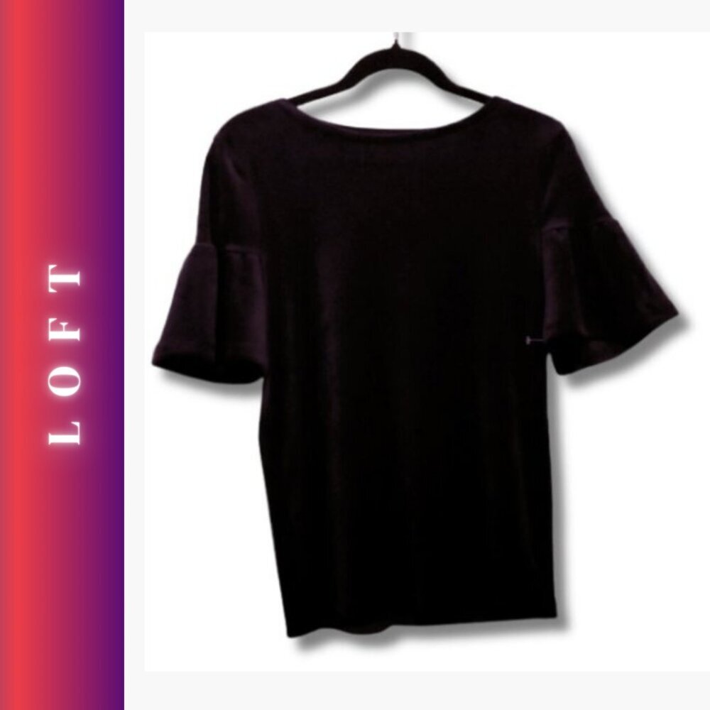 Loft Dark ultra soft velvet top ruffle sleeves classy light simple